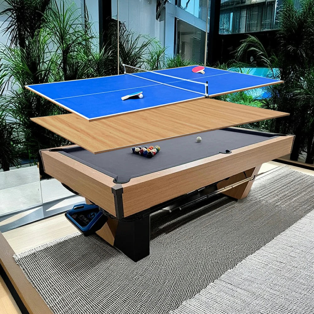 CUETIQ 9FT Black Marble Pool Table - Automatic Ball Return, 3-in-1 Multi-Function Design