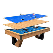 CUETIQ 3-IN-1 7FT MDF Billiard Table/Table Tennis Table/Dining Table W/ Accessories V-Frame Design