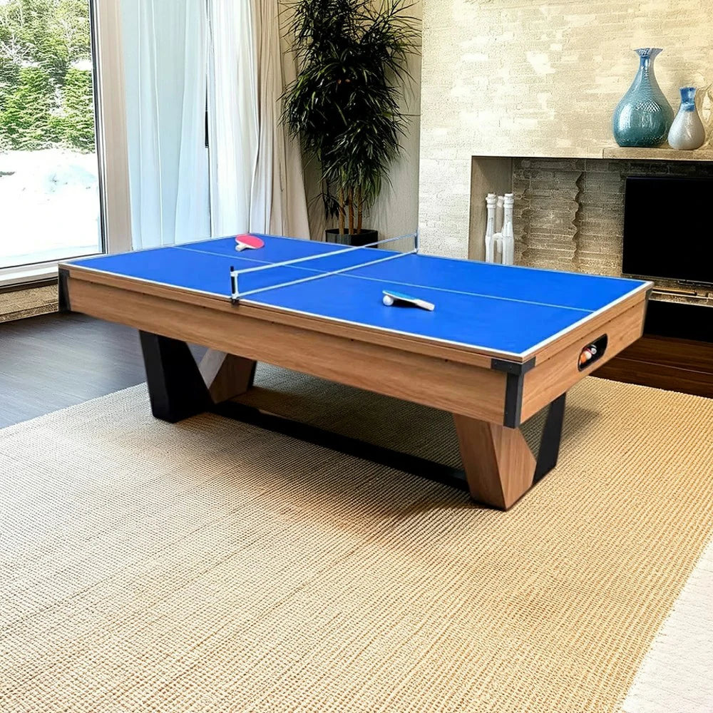CUETIQ 3-IN-1 8FT MDF Billiard Table/Table Tennis Table/Dining Table W/ Accessories V-Frame Design
