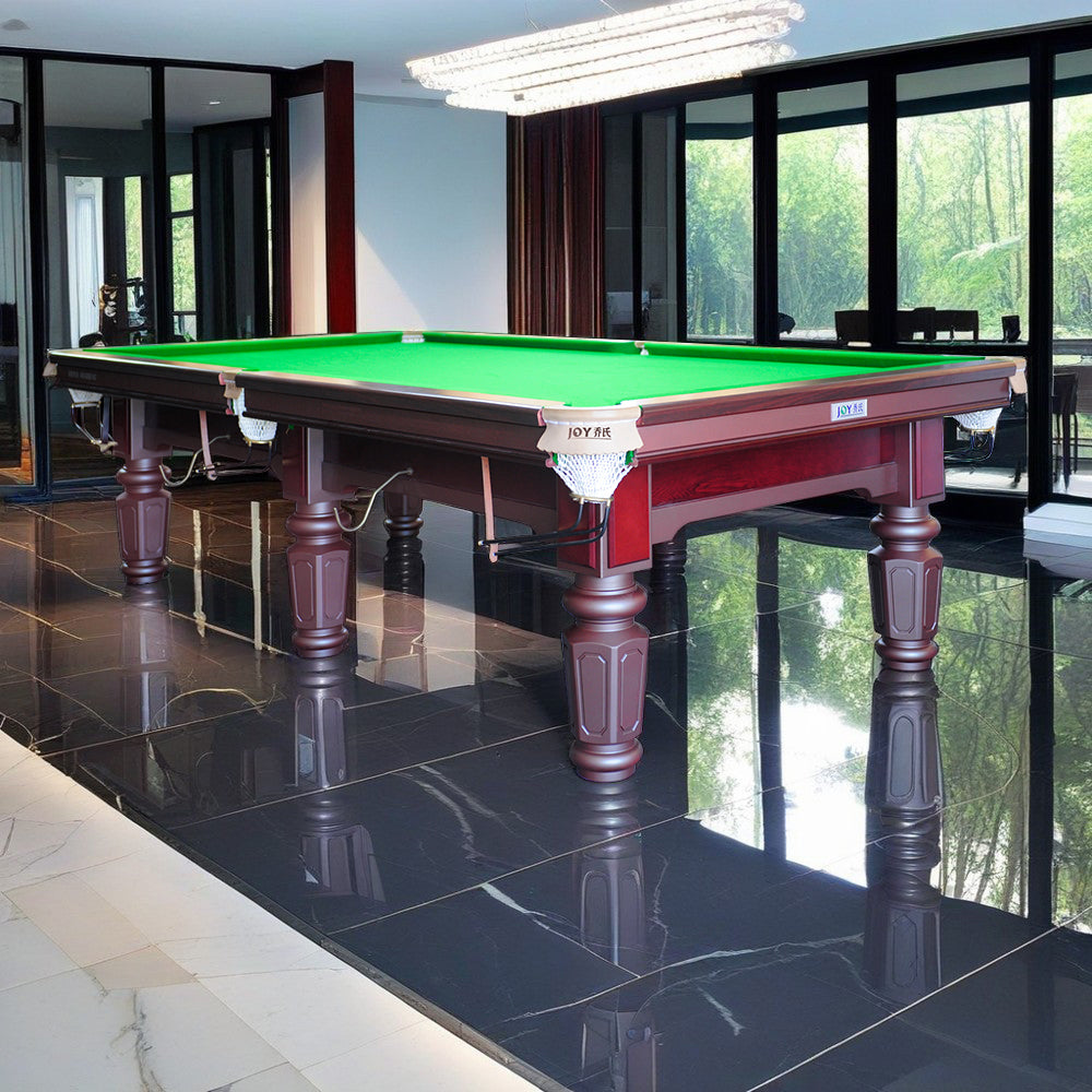 JOY Q3+ 9FT Chinese Luxury Slate Table Pool Table Maroon/Brown Frame