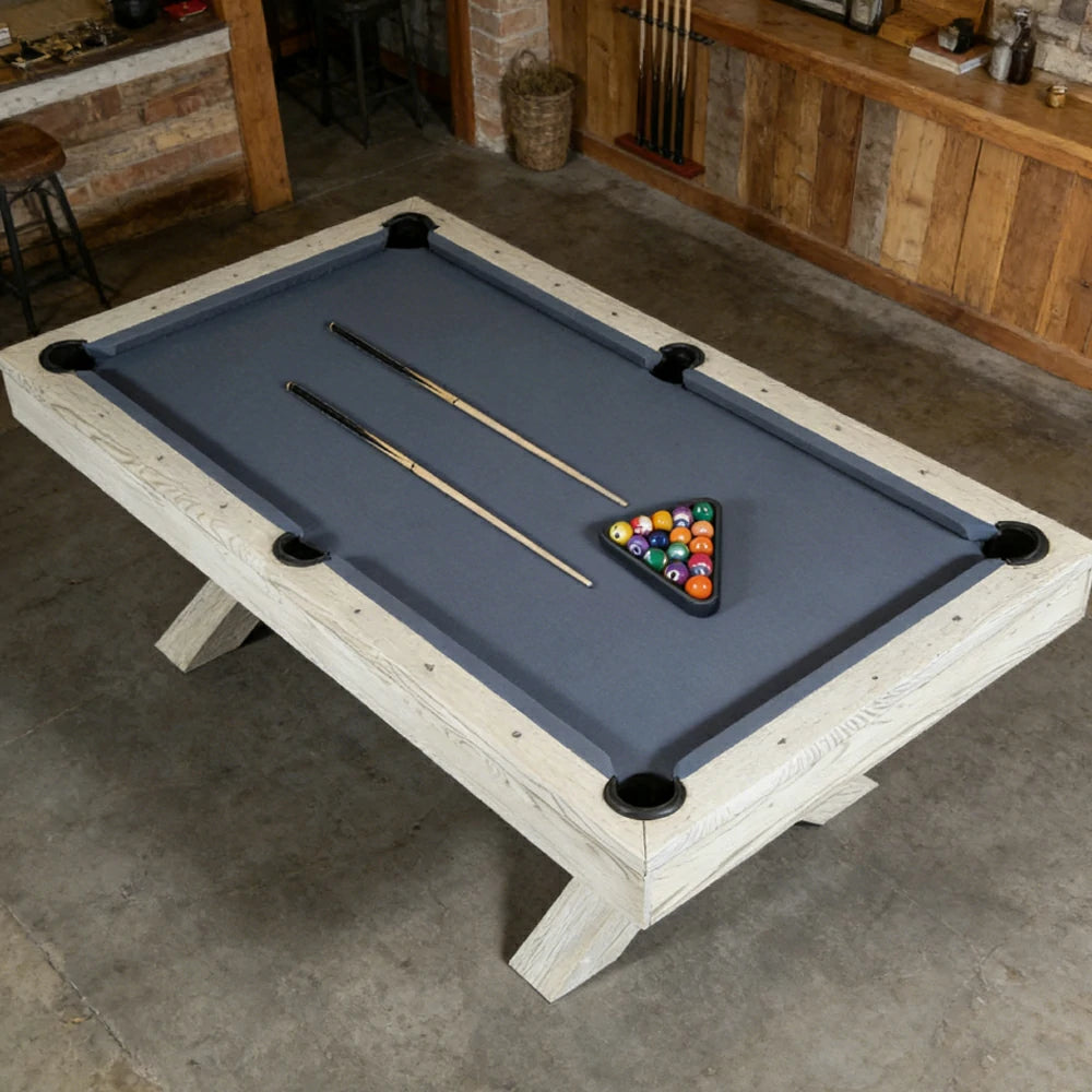 QUESLA WYJ004 7FT Slate Billiard Table W/ Free Accessories Pool Table - White&Grayish Blue