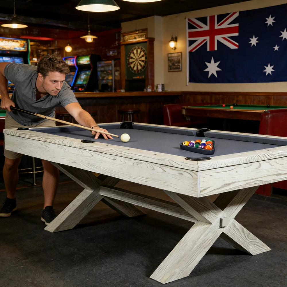 QUESLA WYJ004 7FT Slate Billiard Table W/ Free Accessories Pool Table - White&Grayish Blue