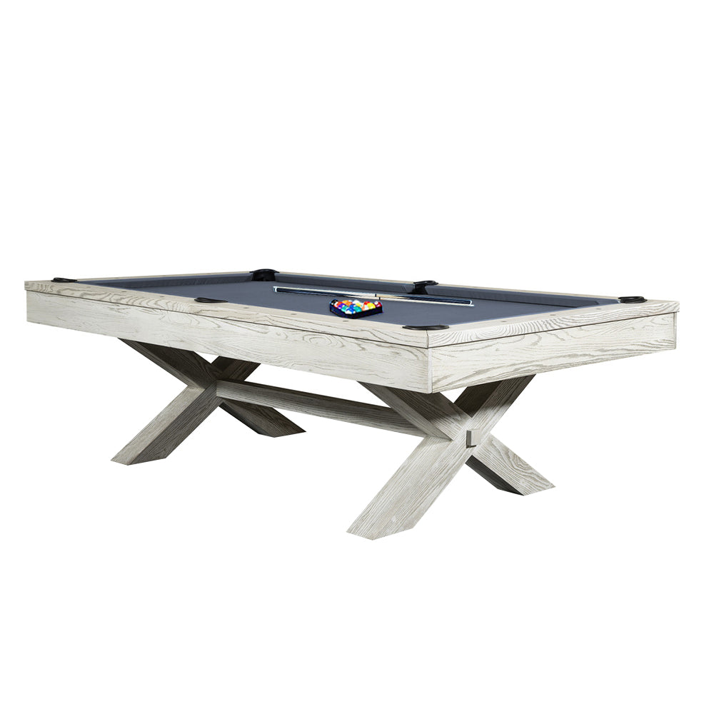 QUESLA WYJ004 8FT Slate Billiard Table W/ Free Accessories Pool Table - White&Grayish Blue