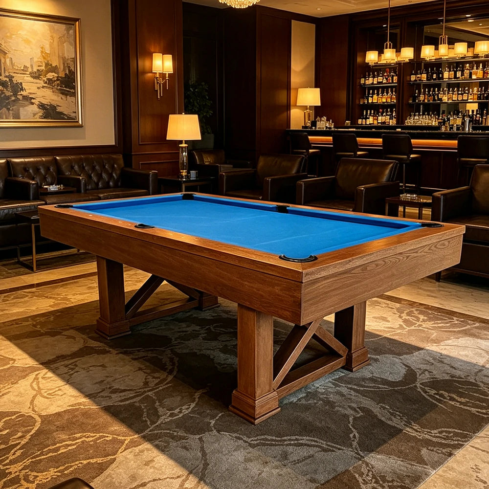 QUESLA WYJ05 7FT Slate Billiard Table W/ Free Accessories Pool Table - Wood&Blue