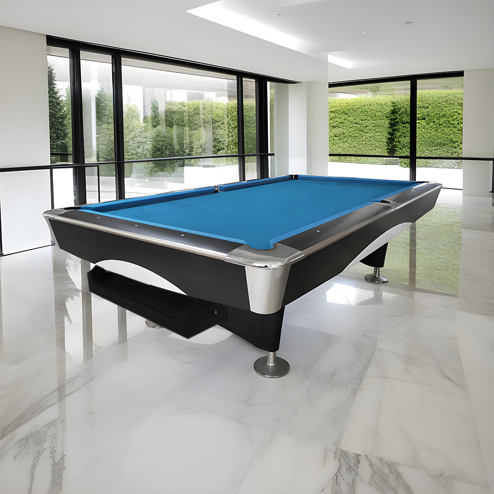 QUESLA 4D 8FT Slate Pool Snooker Table Billiards Table - Oak&Blue