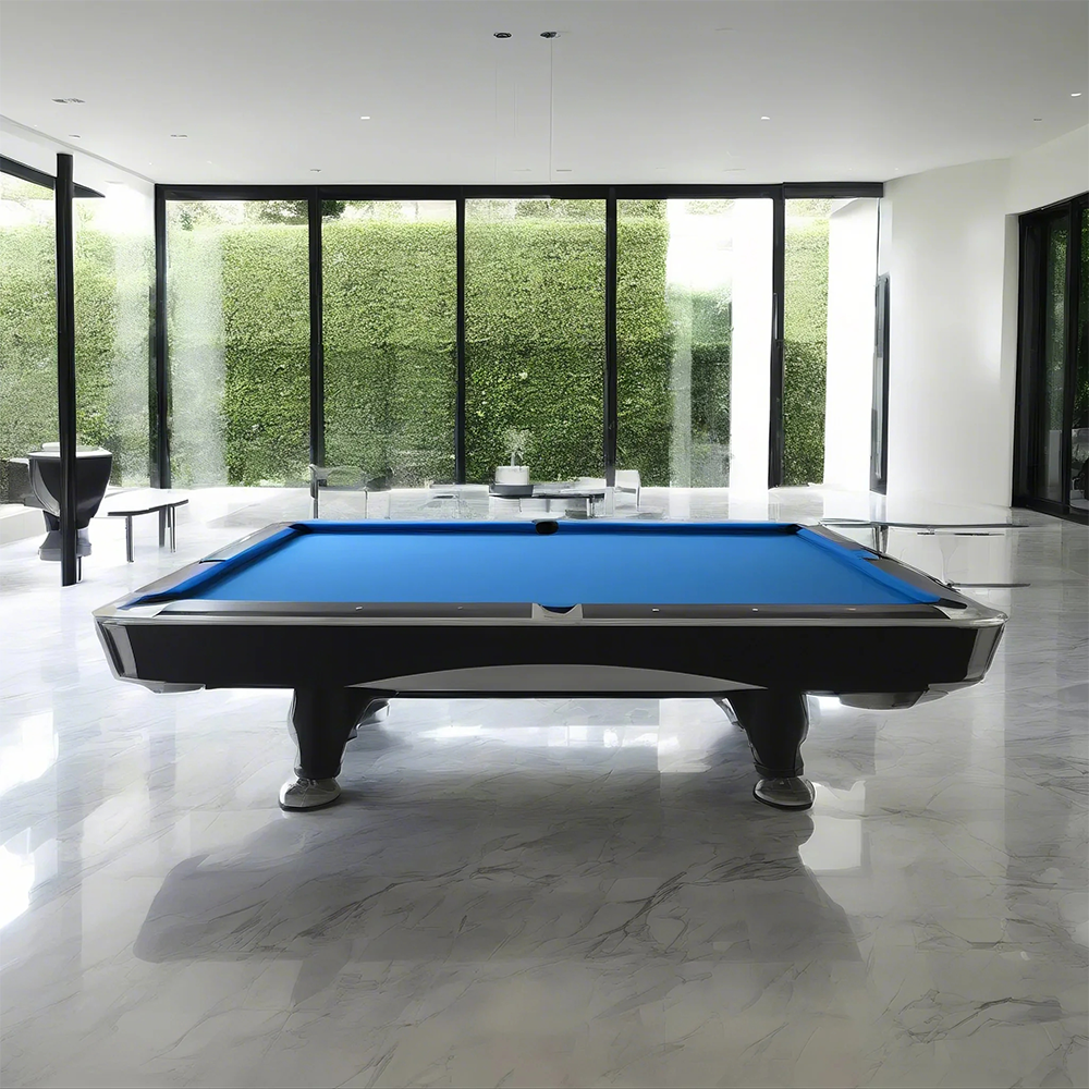 QUESLA 4D 9FT Slate Pool Snooker Table Billiards Table - Oak&Blue