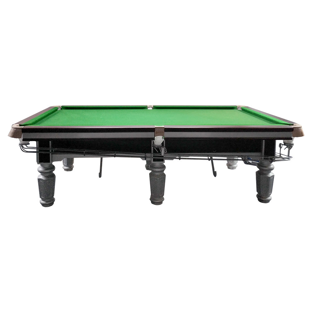 QUESLA 9FT Luxury Slate Billiard Table W/ Free Accessories Chinese Pool Table Ball Return System - Silver&Green