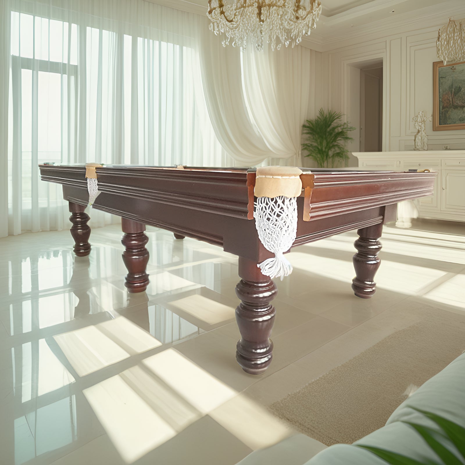 QUESLA HESTIA 9FT Slate Pool Snooker Table Billiards Table - Mahogany