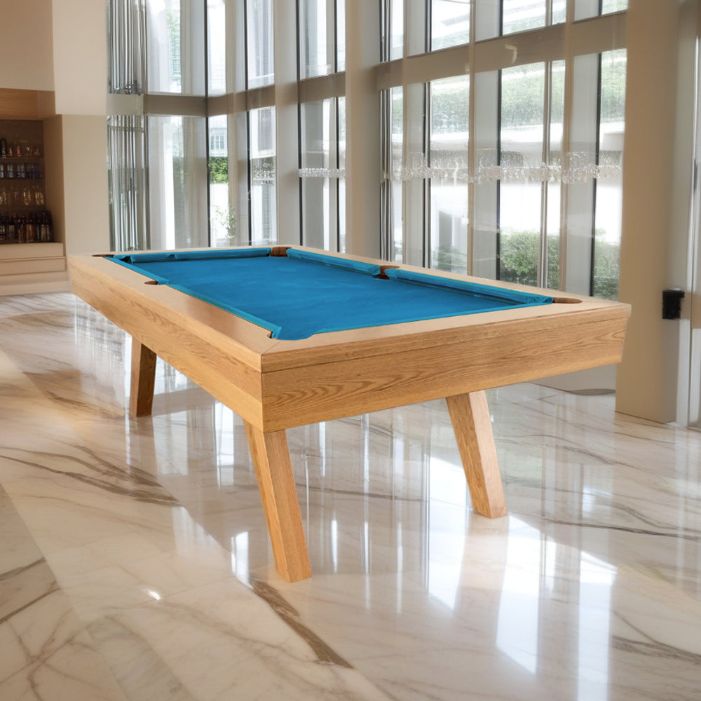 QUESLA P1 7FT Slate Pool Snooker Table Billiards Table Oblique Leg - Oak&Blue