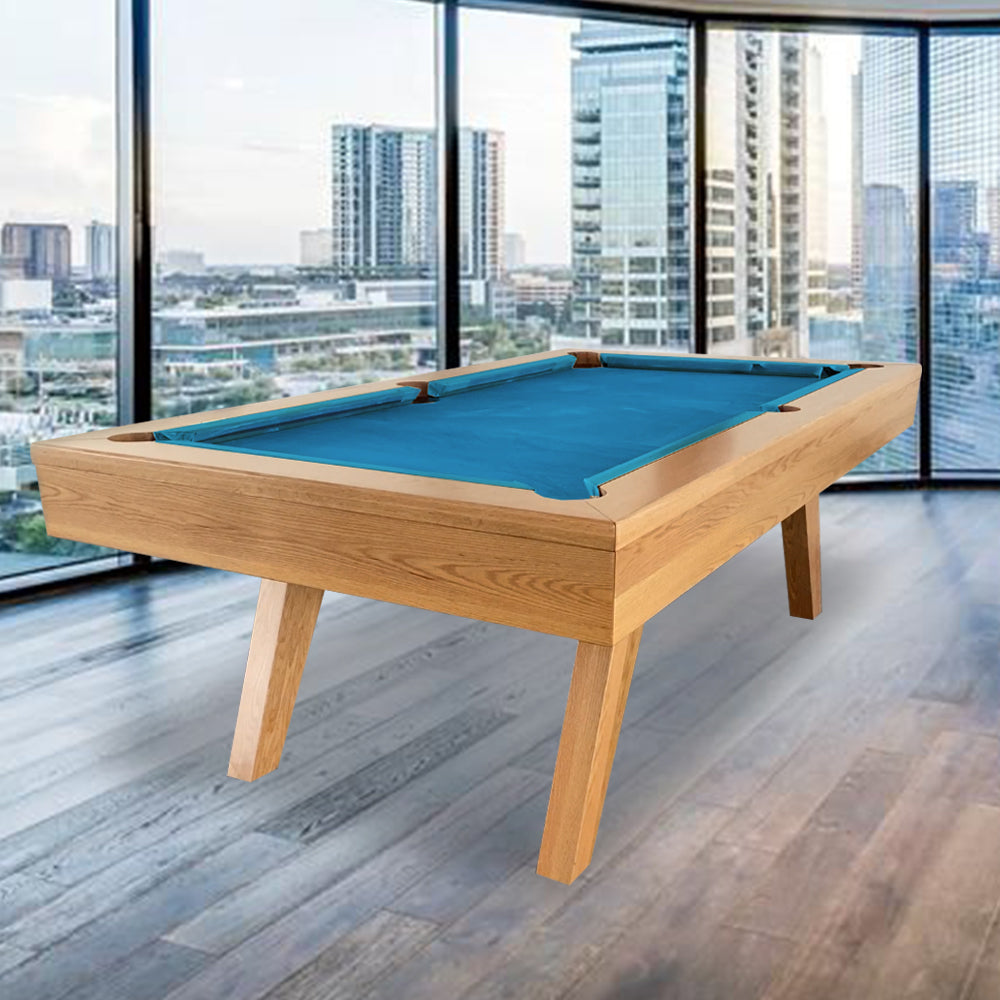 QUESLA P1 7FT Slate Pool Snooker Table Billiards Table Oblique Leg - Oak&Blue
