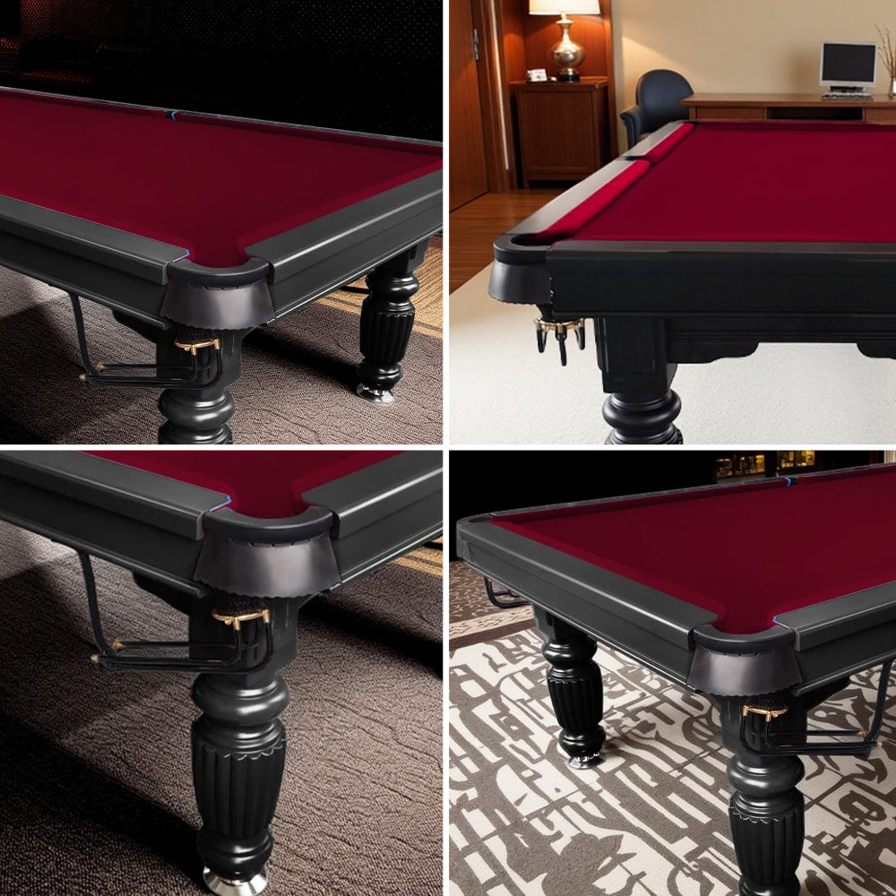 QUESLA 8FT Pool Table 2025 Model - Classic Slate Design Upgraded with Reinforced Legs & Pro Ball Nets - Professional Billiard Table, Solid Timber Black Frame