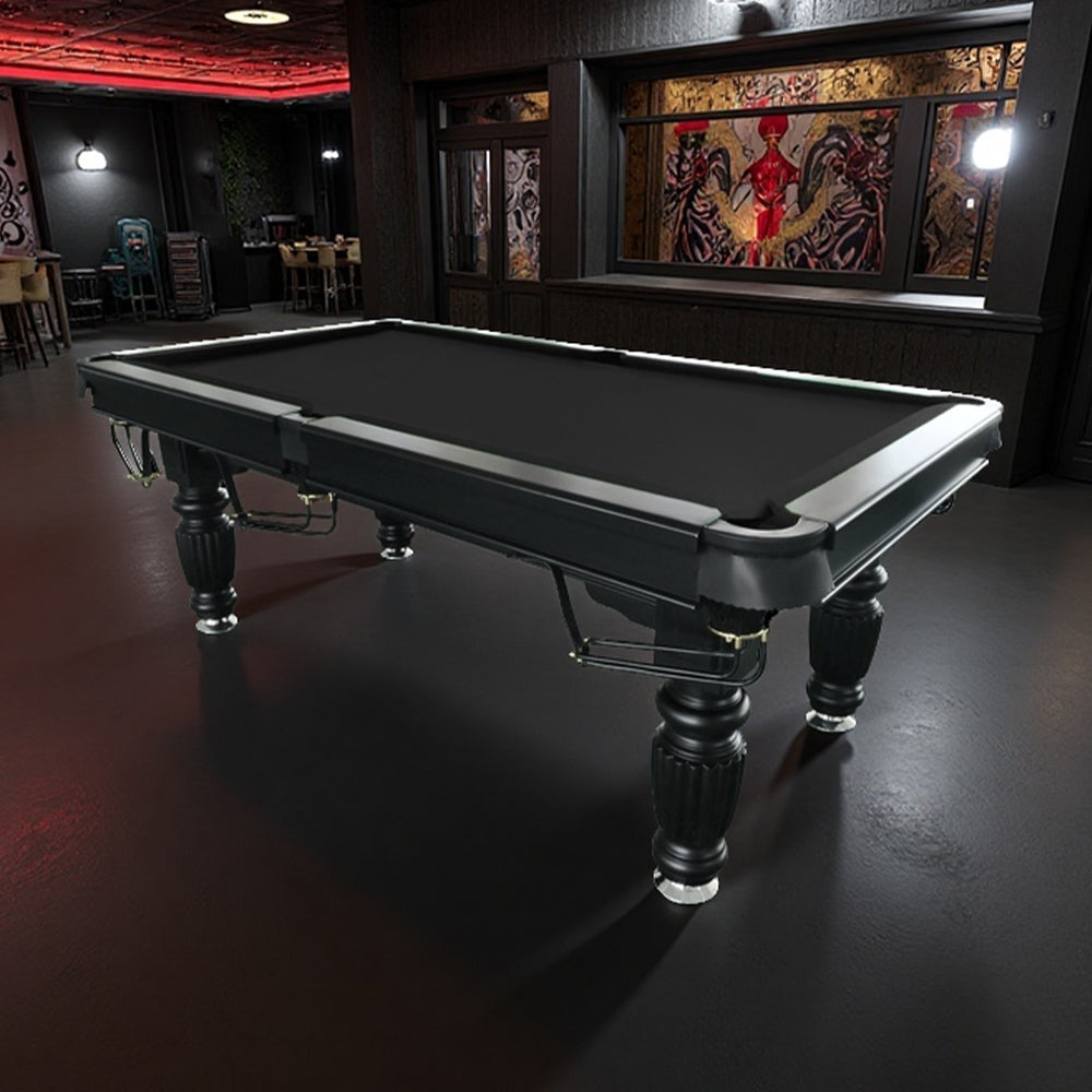 QUESLA 8FT Pool Table 2025 Model - Classic Slate Design Upgraded with Reinforced Legs & Pro Ball Nets - Professional Billiard Table, Solid Timber Black Frame