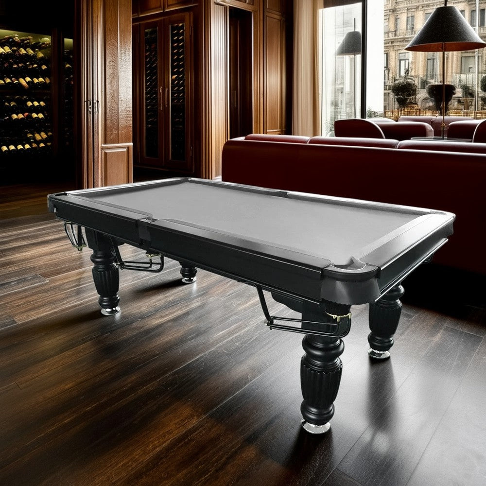 QUESLA 8FT Pool Table 2025 Model - Classic Slate Design Upgraded with Reinforced Legs & Pro Ball Nets - Professional Billiard Table, Solid Timber Black Frame