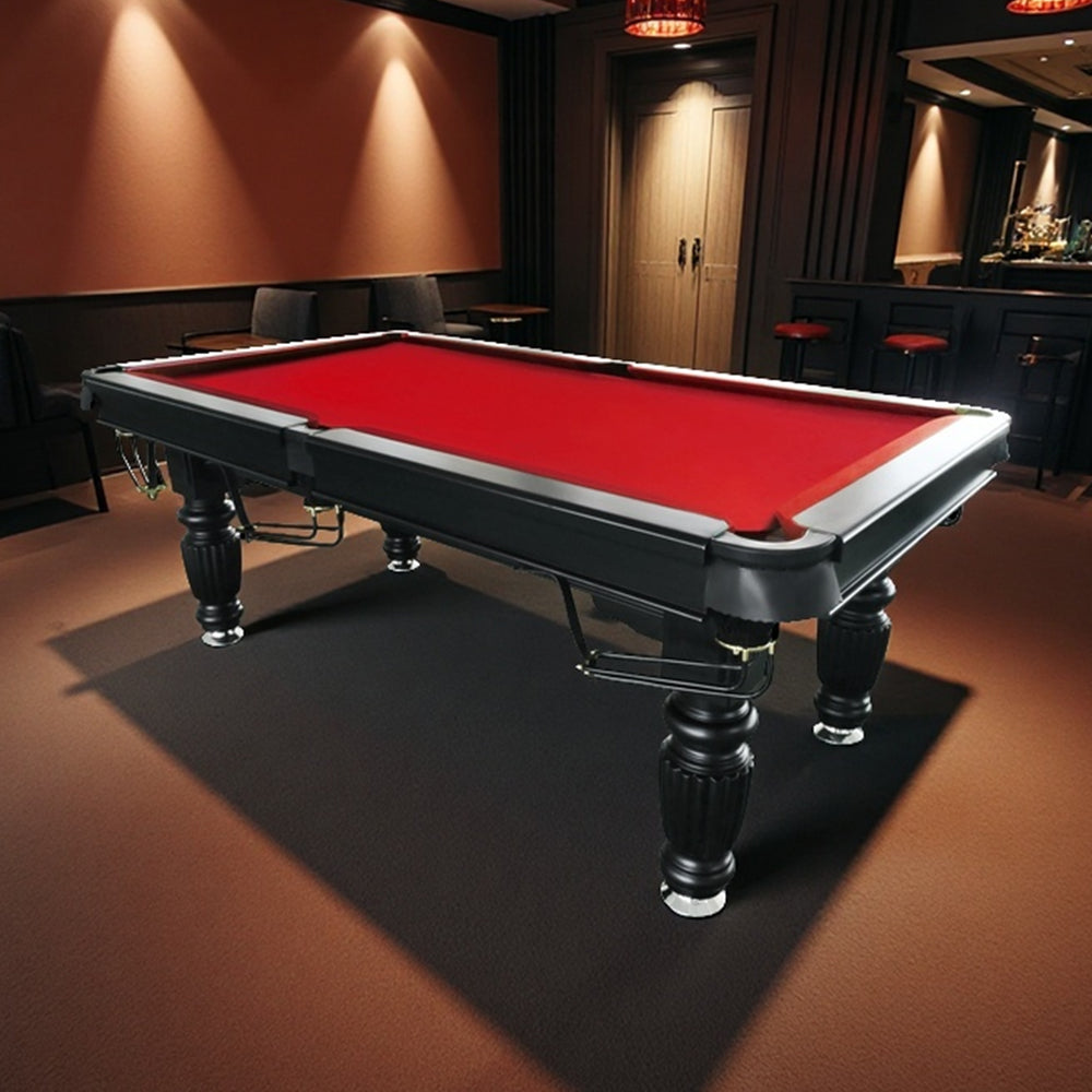 QUESLA 8FT Pool Table 2025 Model - Classic Slate Design Upgraded with Reinforced Legs & Pro Ball Nets - Professional Billiard Table, Solid Timber Black Frame