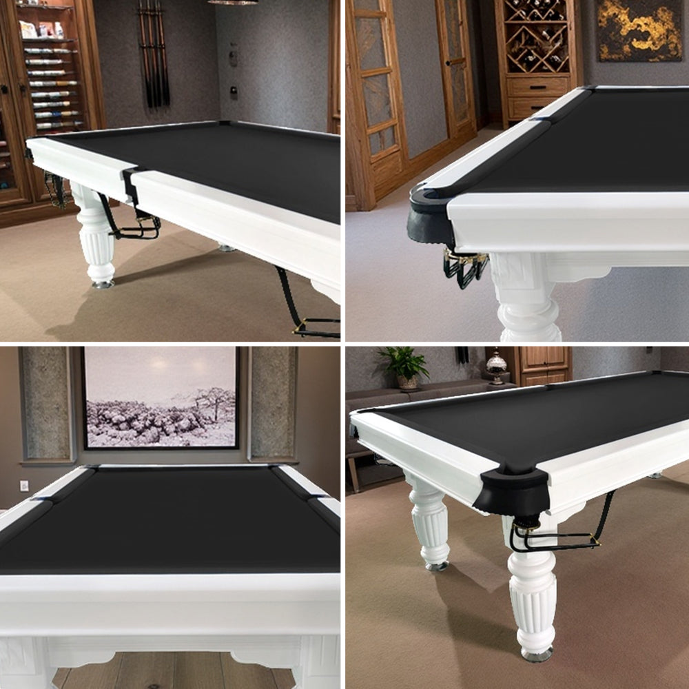 QUESLA 8FT Pool Table 2025 Model - Classic Slate Design Upgraded with Reinforced Legs & Pro Ball Nets - Professional Billiard Table, Solid Timber White Frame