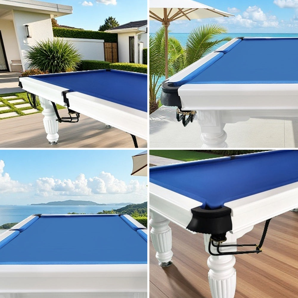 QUESLA 8FT Pool Table 2025 Model - Classic Slate Design Upgraded with Reinforced Legs & Pro Ball Nets - Professional Billiard Table, Solid Timber White Frame