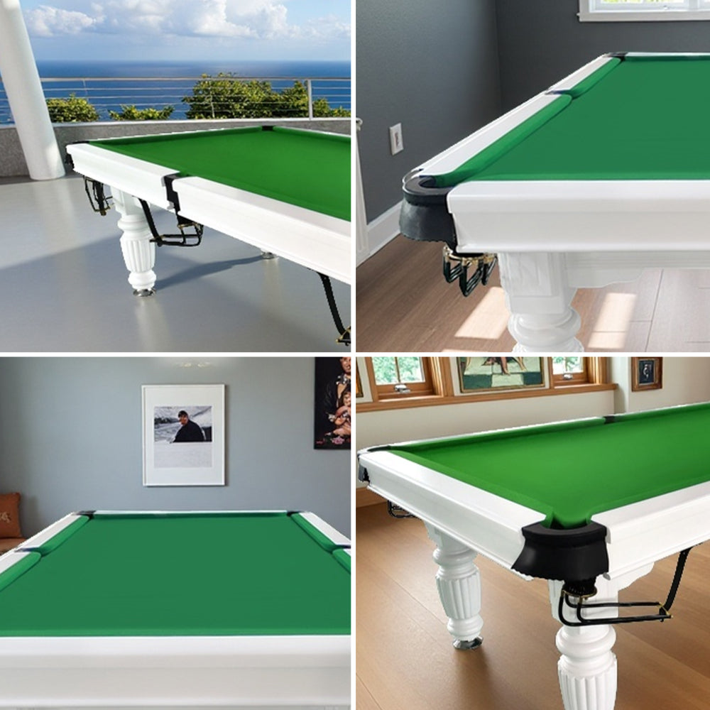 QUESLA 8FT Pool Table 2025 Model - Classic Slate Design Upgraded with Reinforced Legs & Pro Ball Nets - Professional Billiard Table, Solid Timber White Frame