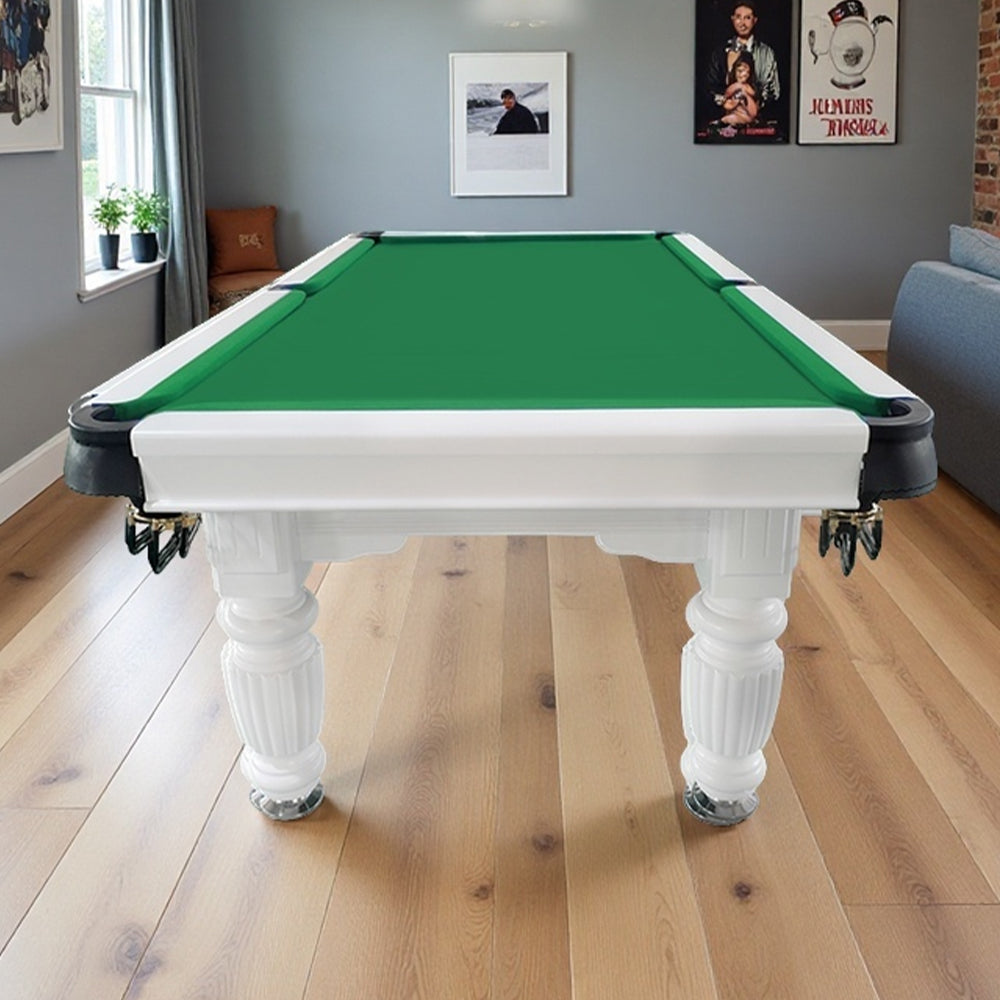 QUESLA 7FT Pool Table 2025 Model - Classic Slate Design Upgraded with Reinforced Legs & Pro Ball Nets - Professional Billiard Table, Solid Timber White Frame