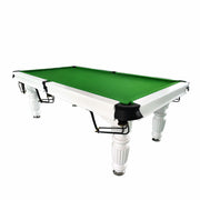 QUESLA 8FT Pool Table 2025 Model - Classic Slate Design Upgraded with Reinforced Legs & Pro Ball Nets - Professional Billiard Table, Solid Timber White Frame