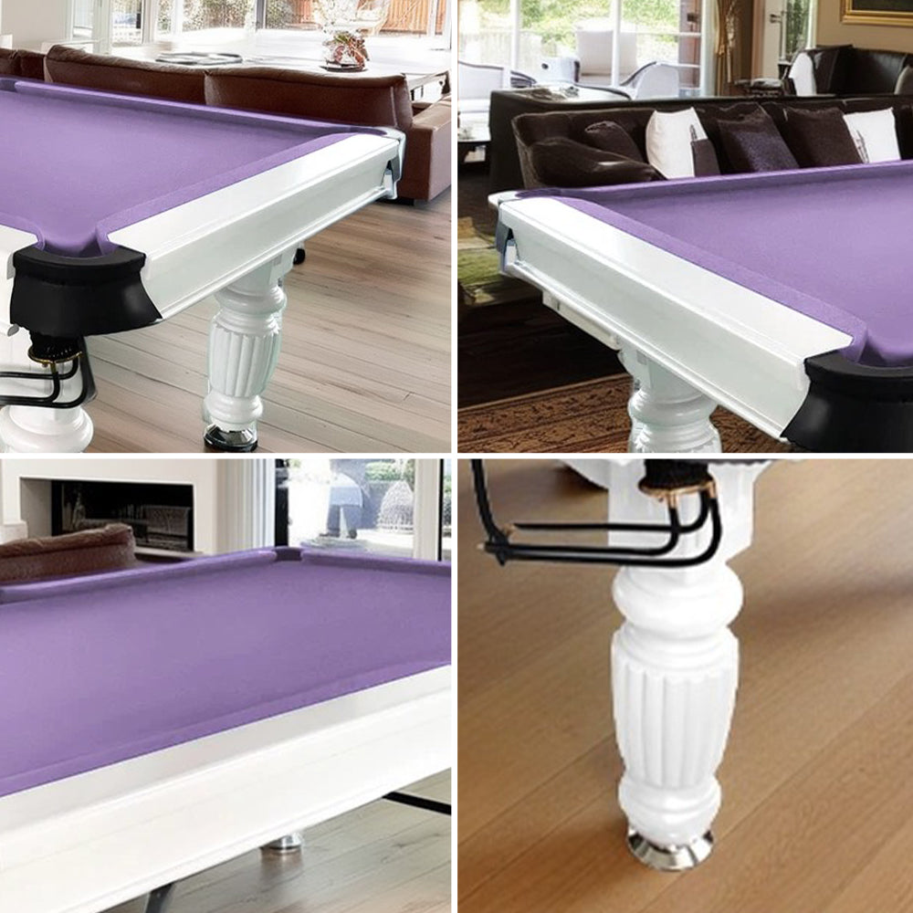 QUESLA 8FT Pool Table 2025 Model - Classic Slate Design Upgraded with Reinforced Legs & Pro Ball Nets - Professional Billiard Table, Solid Timber White Frame