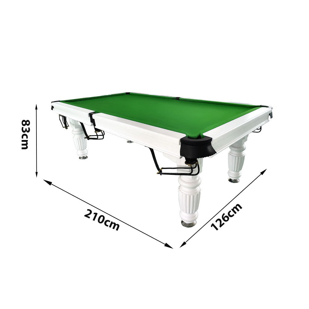 QUESLA 7FT Pool Table 2025 Model - Classic Slate Design Upgraded with Reinforced Legs & Pro Ball Nets - Professional Billiard Table, Solid Timber White Frame
