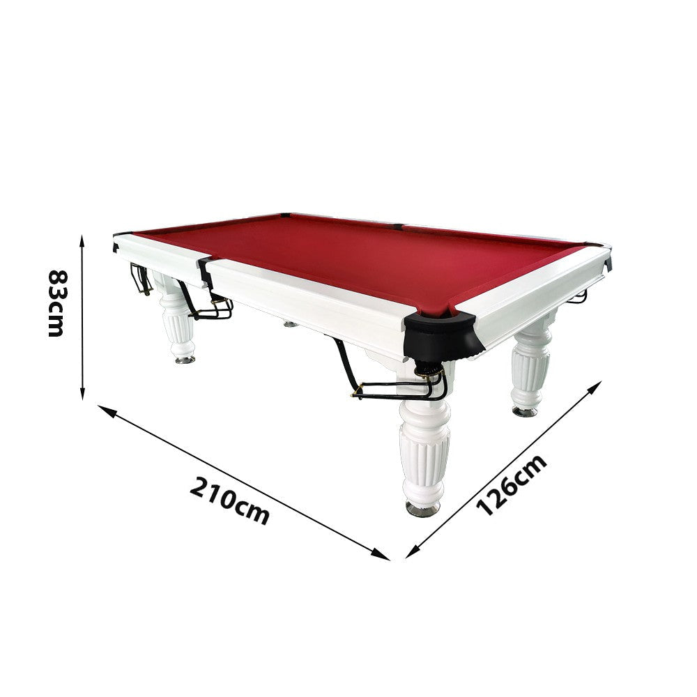 QUESLA 7FT Pool Table 2025 Model - Classic Slate Design Upgraded with Reinforced Legs & Pro Ball Nets - Professional Billiard Table, Solid Timber White Frame