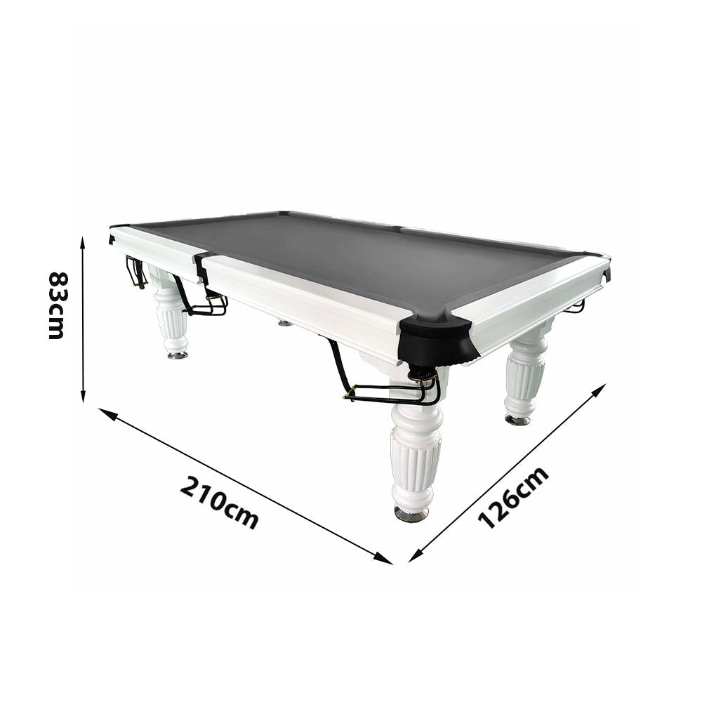 QUESLA 7FT Pool Table 2025 Model - Classic Slate Design Upgraded with Reinforced Legs & Pro Ball Nets - Professional Billiard Table, Solid Timber White Frame