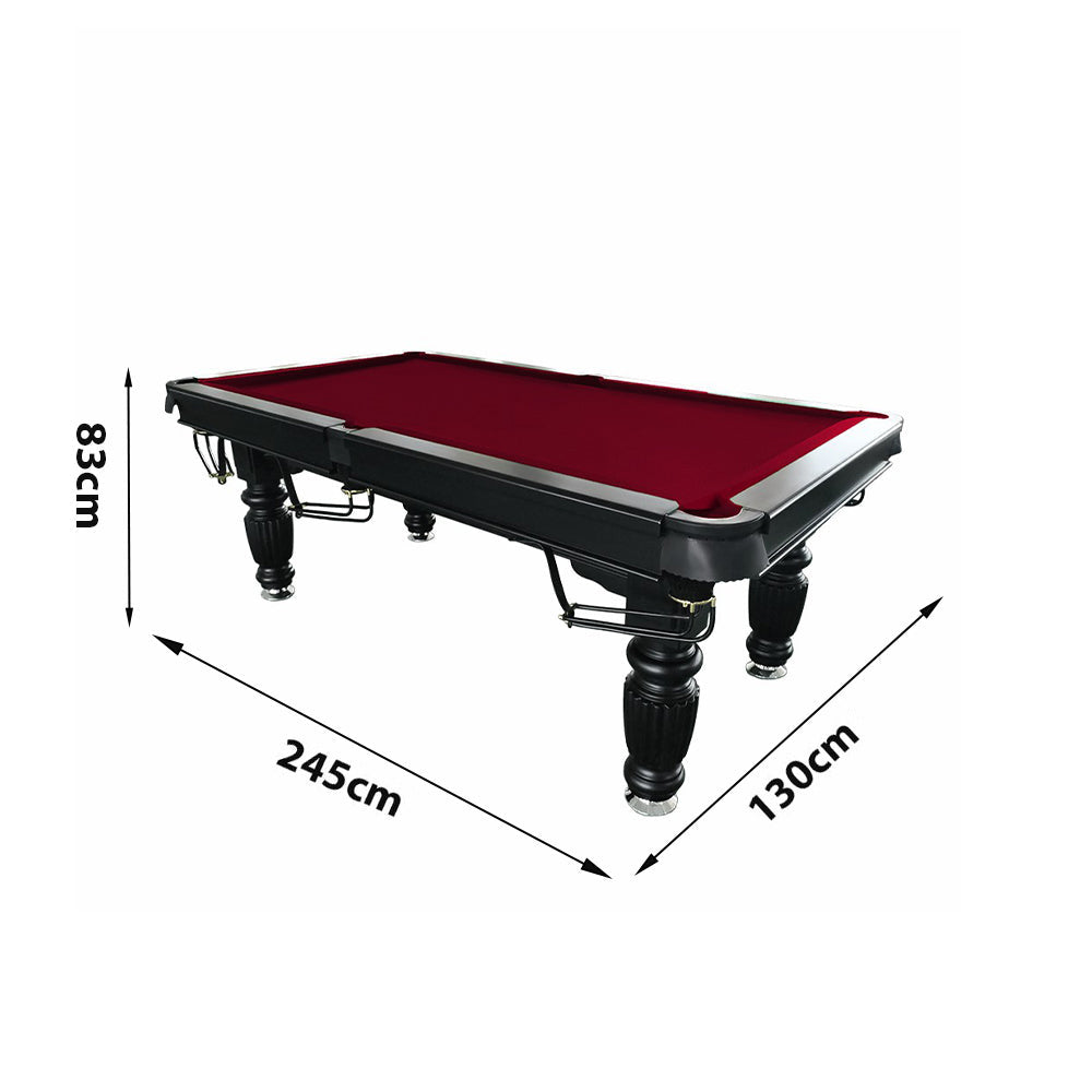 QUESLA 8FT Pool Table 2025 Model - Classic Slate Design Upgraded with Reinforced Legs & Pro Ball Nets - Professional Billiard Table, Solid Timber Black Frame