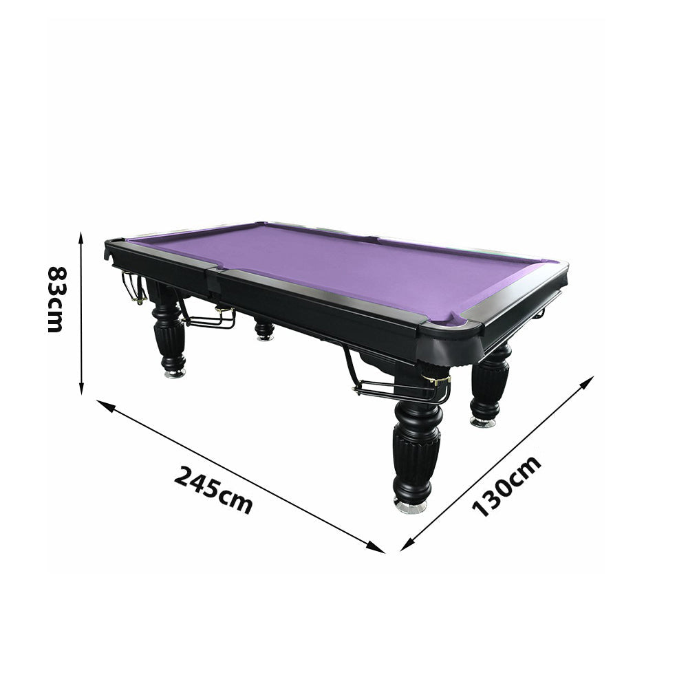 QUESLA 8FT Pool Table 2025 Model - Classic Slate Design Upgraded with Reinforced Legs & Pro Ball Nets - Professional Billiard Table, Solid Timber Black Frame