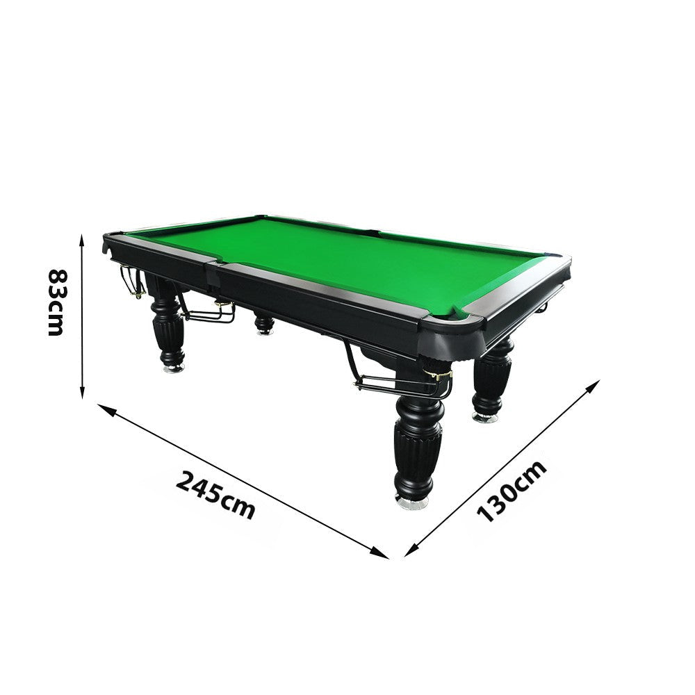 QUESLA 8FT Pool Table 2025 Model - Classic Slate Design Upgraded with Reinforced Legs & Pro Ball Nets - Professional Billiard Table, Solid Timber Black Frame