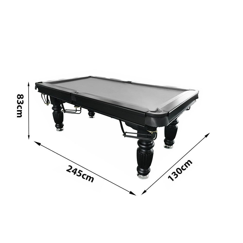 QUESLA 8FT Pool Table 2025 Model - Classic Slate Design Upgraded with Reinforced Legs & Pro Ball Nets - Professional Billiard Table, Solid Timber Black Frame