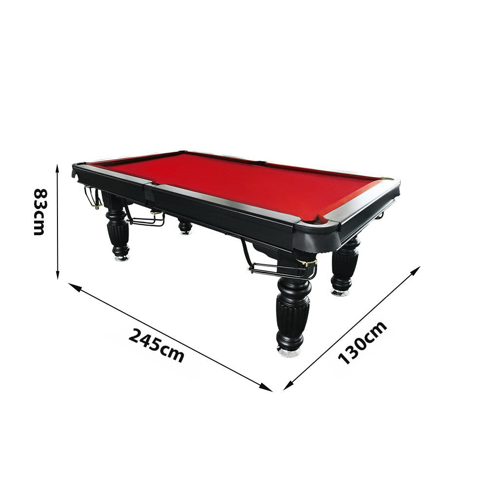 QUESLA 8FT Pool Table 2025 Model - Classic Slate Design Upgraded with Reinforced Legs & Pro Ball Nets - Professional Billiard Table, Solid Timber Black Frame