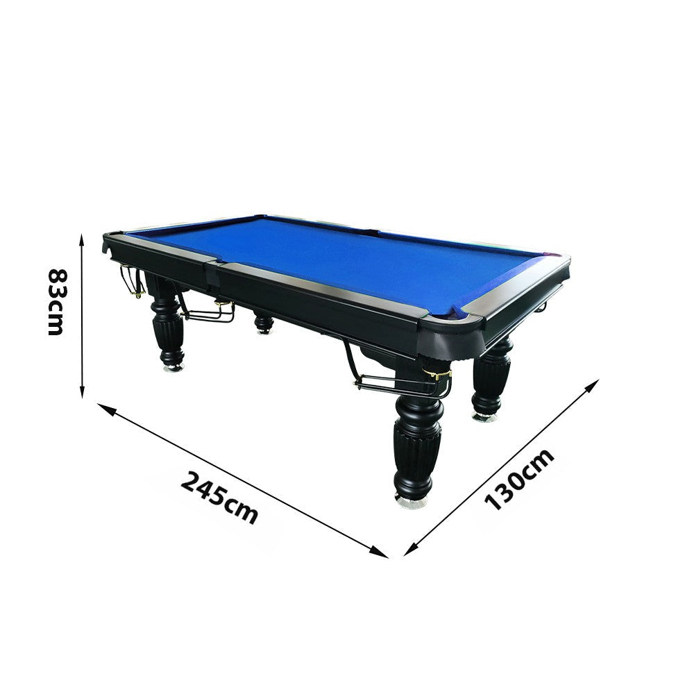 QUESLA 8FT Pool Table 2025 Model - Classic Slate Design Upgraded with Reinforced Legs & Pro Ball Nets - Professional Billiard Table, Solid Timber Black Frame