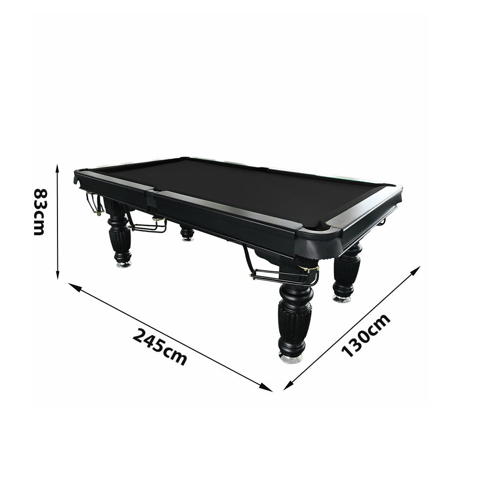 QUESLA 8FT Pool Table 2025 Model - Classic Slate Design Upgraded with Reinforced Legs & Pro Ball Nets - Professional Billiard Table, Solid Timber Black Frame