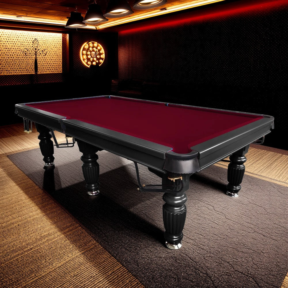 QUESLA 9FT Pool Table 2025 Model - Classic Slate Design Upgraded with Reinforced Legs & Pro Ball Nets - Professional Billiard Table, Solid Timber Black Frame