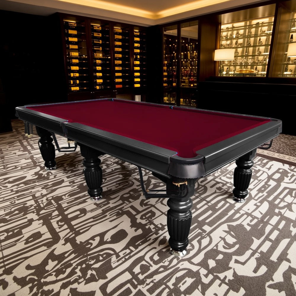 QUESLA 9FT Pool Table 2025 Model - Classic Slate Design Upgraded with Reinforced Legs & Pro Ball Nets - Professional Billiard Table, Solid Timber Black Frame