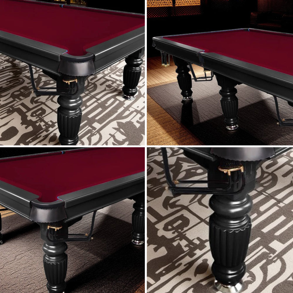 QUESLA 9FT Pool Table 2025 Model - Classic Slate Design Upgraded with Reinforced Legs & Pro Ball Nets - Professional Billiard Table, Solid Timber Black Frame