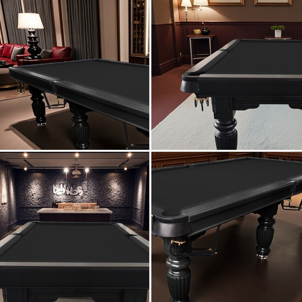 QUESLA 9FT Pool Table 2025 Model - Classic Slate Design Upgraded with Reinforced Legs & Pro Ball Nets - Professional Billiard Table, Solid Timber Black Frame
