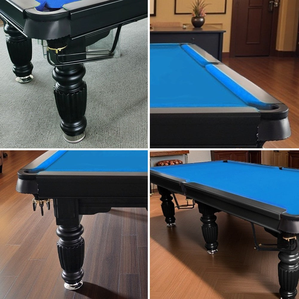 QUESLA 9FT Pool Table 2025 Model - Classic Slate Design Upgraded with Reinforced Legs & Pro Ball Nets - Professional Billiard Table, Solid Timber Black Frame