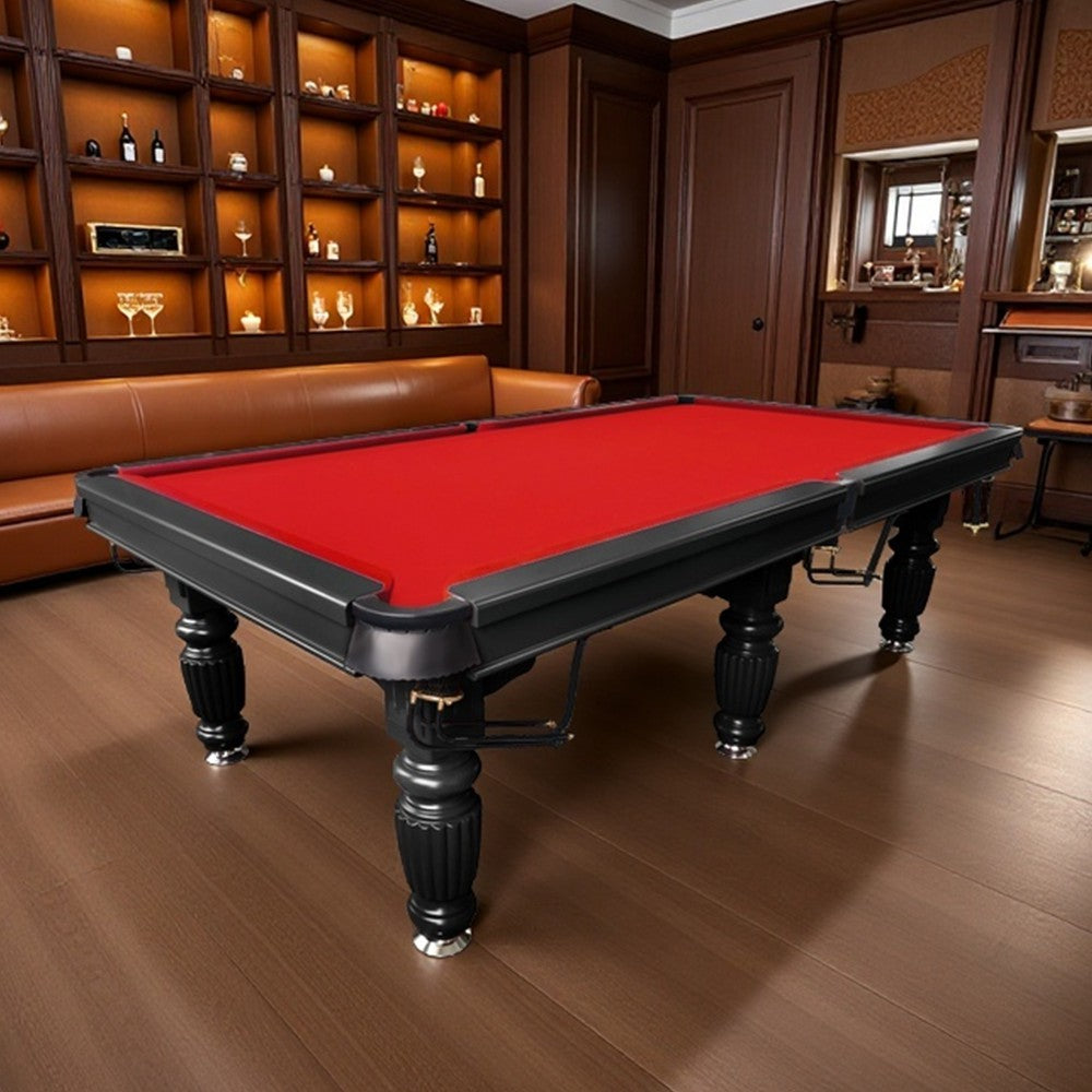 QUESLA 9FT Pool Table 2025 Model - Classic Slate Design Upgraded with Reinforced Legs & Pro Ball Nets - Professional Billiard Table, Solid Timber Black Frame