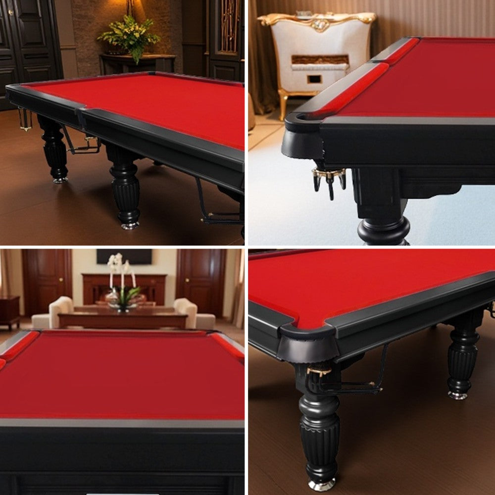 QUESLA 9FT Pool Table 2025 Model - Classic Slate Design Upgraded with Reinforced Legs & Pro Ball Nets - Professional Billiard Table, Solid Timber Black Frame