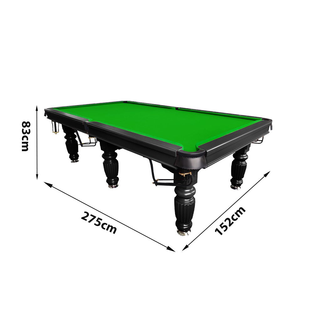 QUESLA 9FT Pool Table 2025 Model - Classic Slate Design Upgraded with Reinforced Legs & Pro Ball Nets - Professional Billiard Table, Solid Timber Black Frame