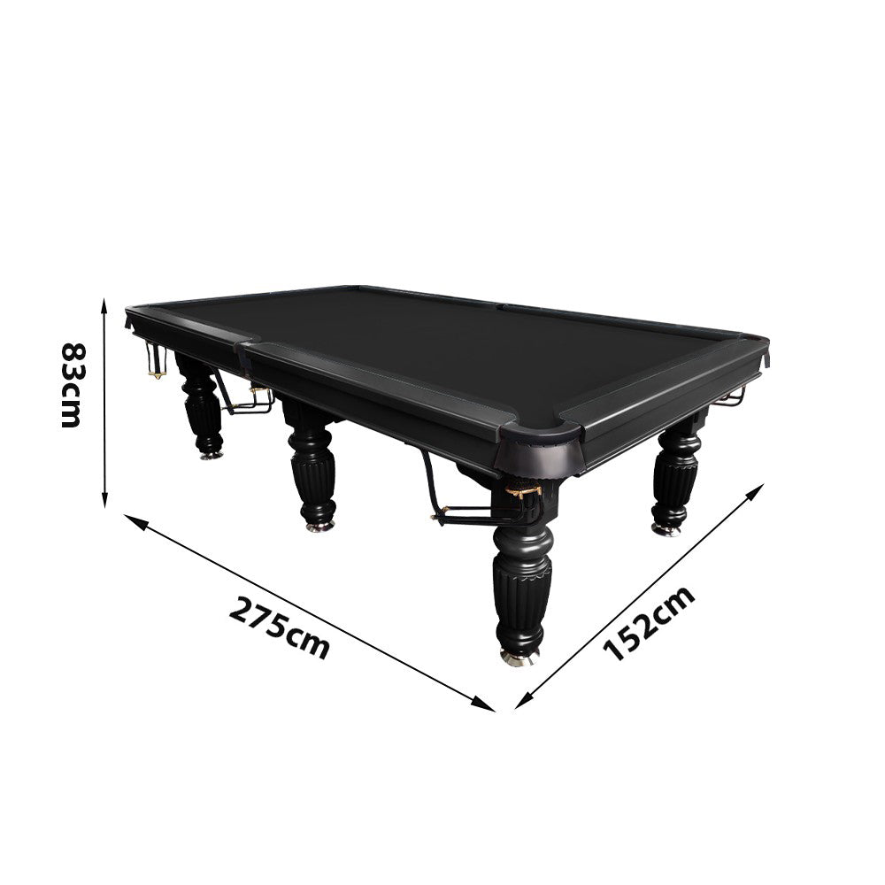 QUESLA 9FT Pool Table 2025 Model - Classic Slate Design Upgraded with Reinforced Legs & Pro Ball Nets - Professional Billiard Table, Solid Timber Black Frame