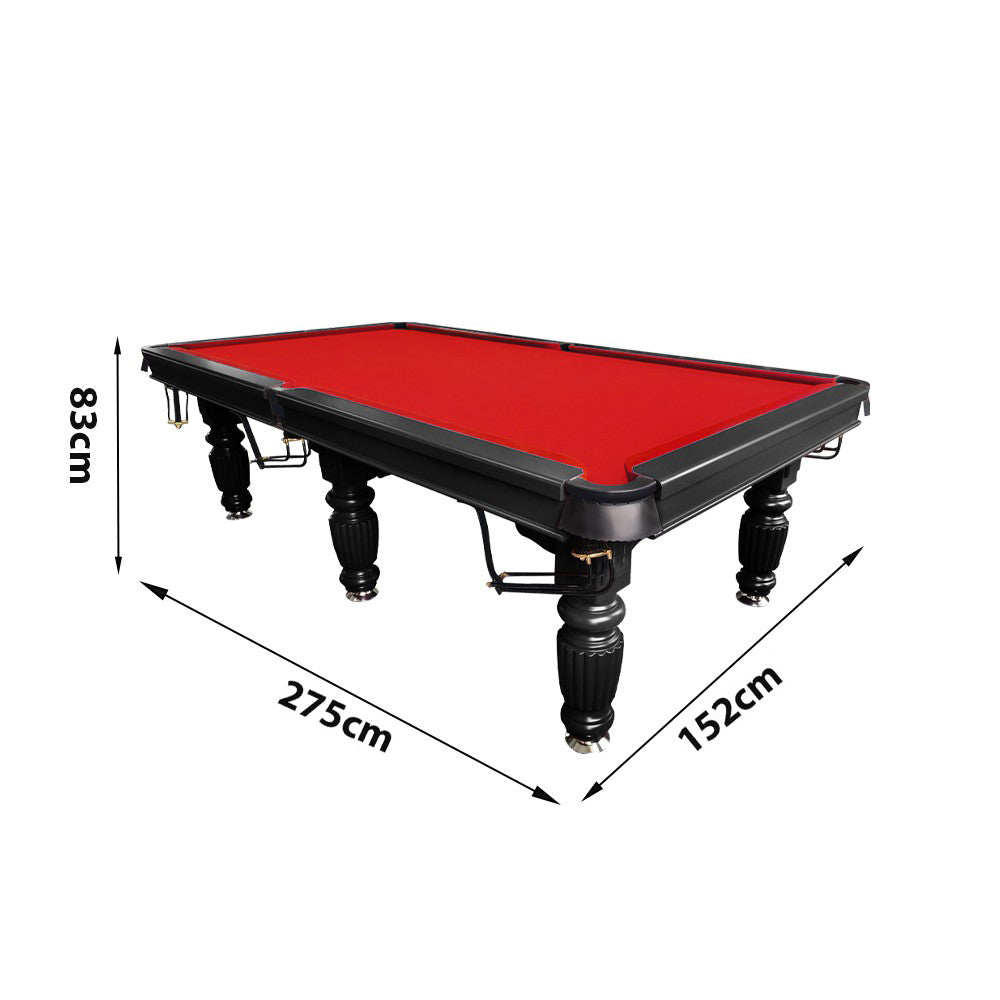 QUESLA 9FT Pool Table 2025 Model - Classic Slate Design Upgraded with Reinforced Legs & Pro Ball Nets - Professional Billiard Table, Solid Timber Black Frame