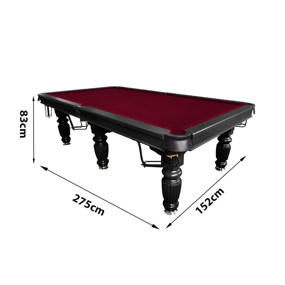 QUESLA 9FT Pool Table 2025 Model - Classic Slate Design Upgraded with Reinforced Legs & Pro Ball Nets - Professional Billiard Table, Solid Timber Black Frame