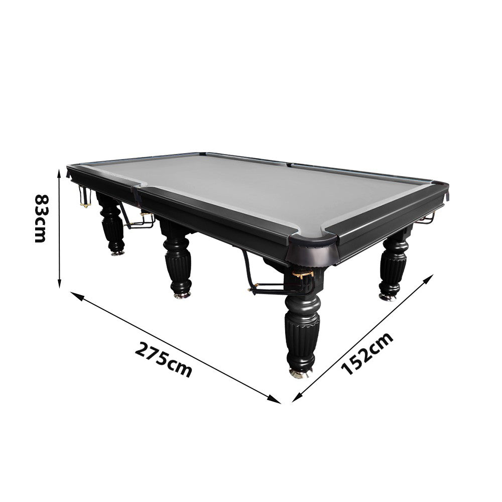 QUESLA 9FT Pool Table 2025 Model - Classic Slate Design Upgraded with Reinforced Legs & Pro Ball Nets - Professional Billiard Table, Solid Timber Black Frame