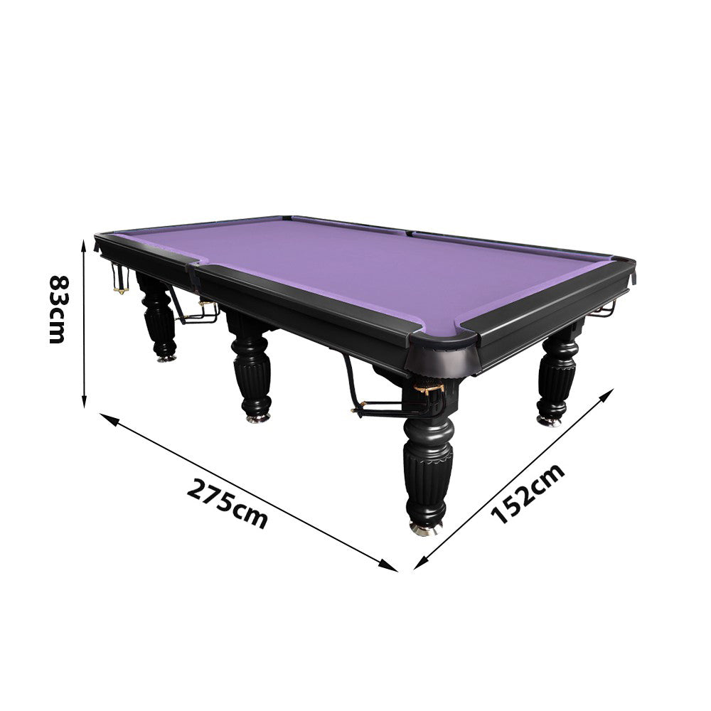 QUESLA 9FT Pool Table 2025 Model - Classic Slate Design Upgraded with Reinforced Legs & Pro Ball Nets - Professional Billiard Table, Solid Timber Black Frame