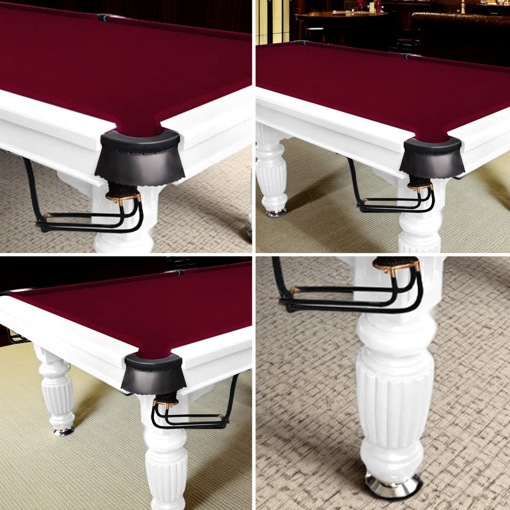 QUESLA 9FT Pool Table 2025 Model - Classic Slate Design Upgraded with Reinforced Legs & Pro Ball Nets - Professional Billiard Table, Solid Timber White Frame