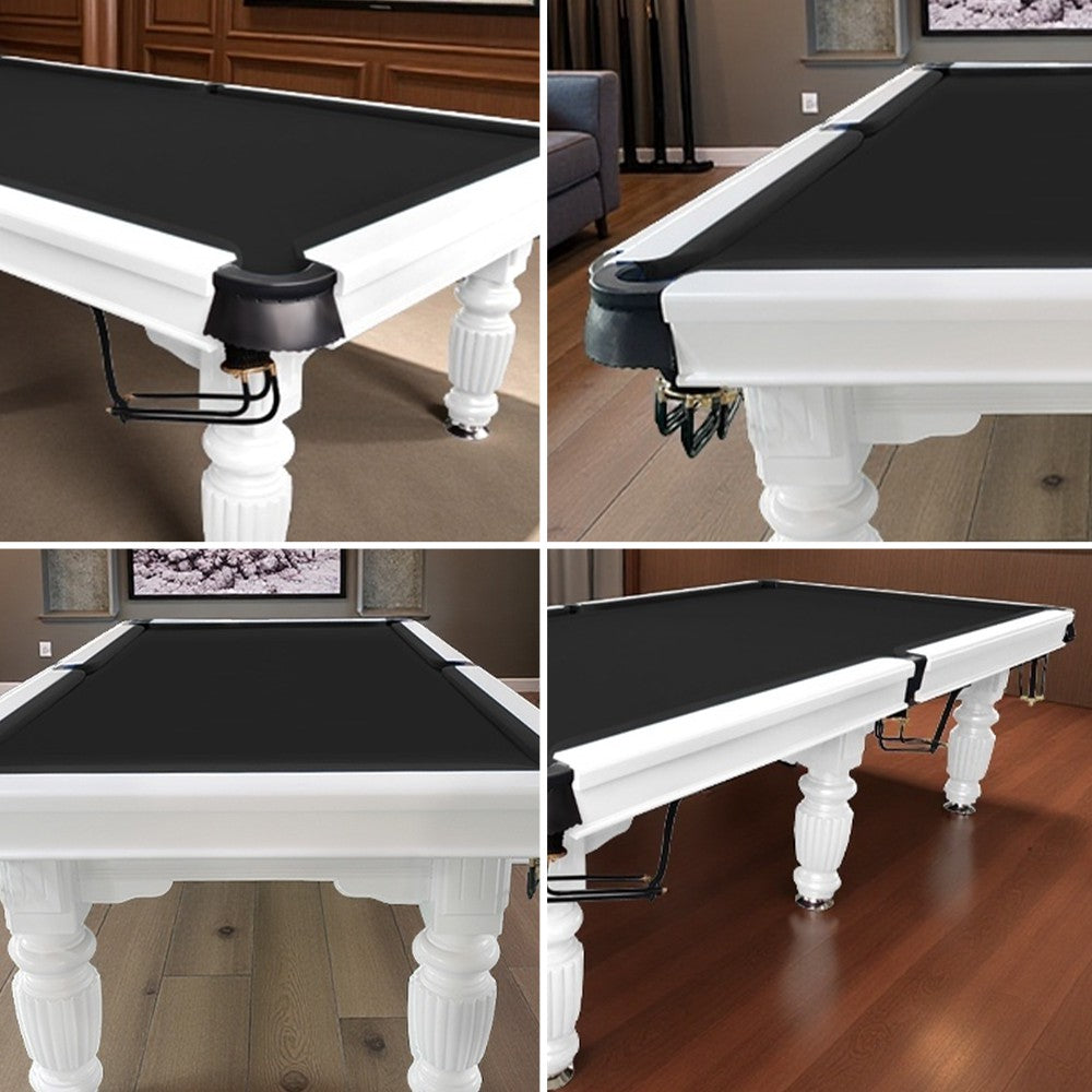 QUESLA 9FT Pool Table 2025 Model - Classic Slate Design Upgraded with Reinforced Legs & Pro Ball Nets - Professional Billiard Table, Solid Timber White Frame