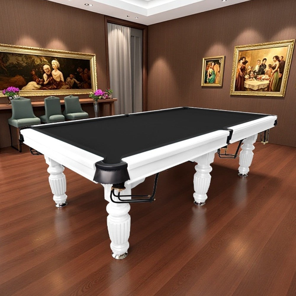 QUESLA 9FT Pool Table 2025 Model - Classic Slate Design Upgraded with Reinforced Legs & Pro Ball Nets - Professional Billiard Table, Solid Timber White Frame